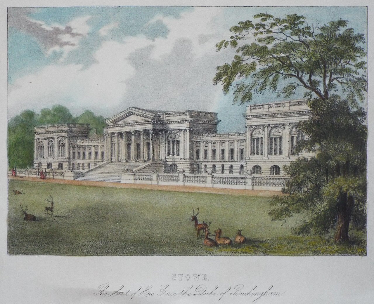 Lithograph - Stowe. The Seat of His Grace the Duke of Buckingham.